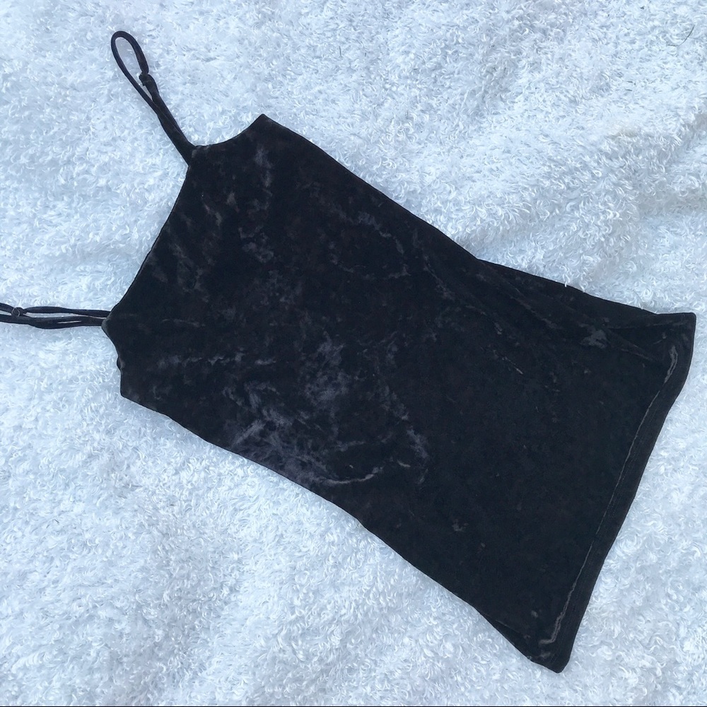 Black crushed velvet slip dress